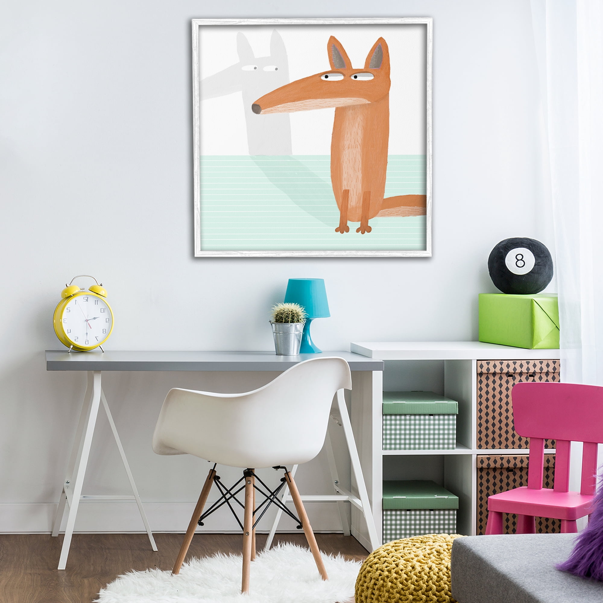 Stupell Industries Whimsical Fox Shadow White Framed Giclee Art, design by Carla Daly