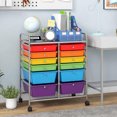 thumbnail image 4 of Storage Cart with 12 Drawers Rolling Wheels Semi-Transparent Multipurpose Mobile Rolling Utility Cart for School, Office, Home, Beauty Salon Files Arrangement Storage Organizer Cart, Colorful, 4 of 5