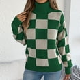 thumbnail image 6 of DAFPZW Women's Casual Turtleneck Sweater Long Sleeve Checkered Pullover Knit Jumper Tops, 6 of 7
