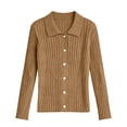 thumbnail image 4 of Breezora Women's Slim Button Down Cardigan Soft Everyday Jacket for Work and Casual Wear Khaki, 4 of 4