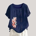 thumbnail image 2 of LYXSSBYX Clearance Plus Size Womens Shirts Women Neck Short Sleeve Casual Fashion Printed Button Top T-Shirt, 2 of 4