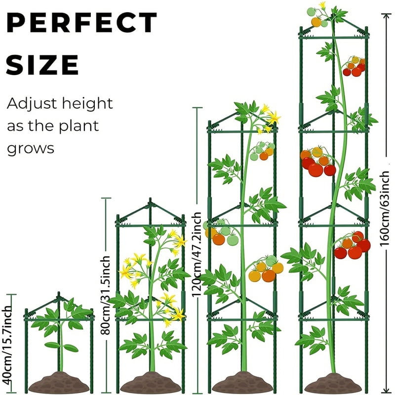 1 Pack Tomato Cage 3.9 Feet, Plant Support Cage Assembled Tomato Garden Cages Stakes Vegetable Support Trellis