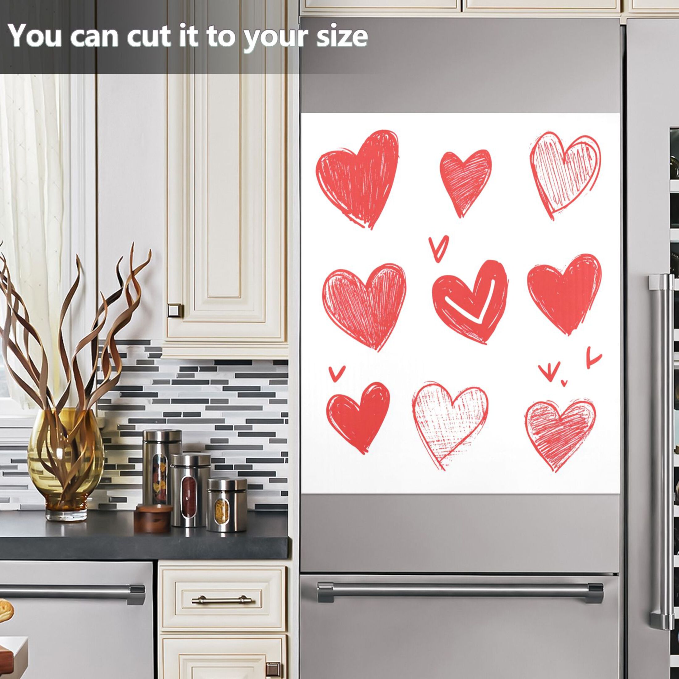 Dishwasher Magnetic Sticker 23x26 Inch Refrigerator Magnetic Sticker Washing Machine Magnetic Sticker Kitchen Panel Magnetic Sticker Home Decor Red Line Love