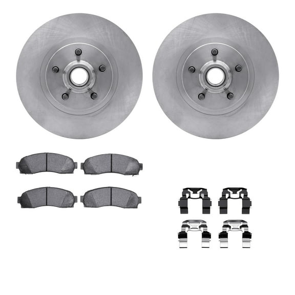Dynamic Friction Company Front Brake Rotors with Heavy Duty Brake Pads includes Hardware 6212-99492