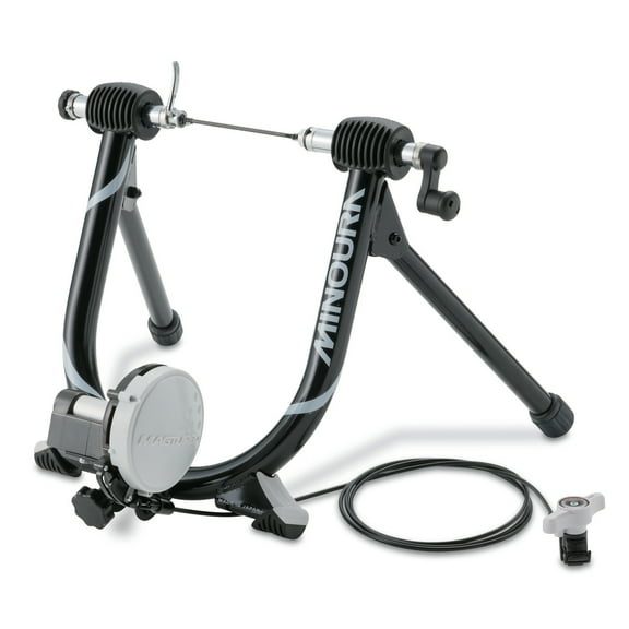 Minoura MagRide Bicycle Trainer with Remote and Riser Block, Black, 26 to 700c, Made in Japan