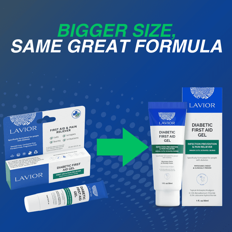LAVIOR - Diabetic First-Aid Gel (1oz) - Speeds Healing for Cuts, Scrapes,  Burns, and Minor Injuries - Walmart.com
