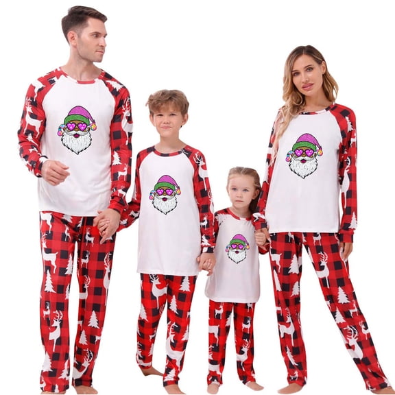 Iyufng Christmas Matching Pajamas Set Family Christmas Printed Loungewear Outfits