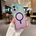 thumbnail image 2 of Magnetic Gradient Translucent Case for iPhone 16 Plus, [Compatible with Magsafe] Slim Shockproof TPU Edge Fashion Protective Phone Cover, for Women and Girls, Lightblue+Purple, 2 of 10
