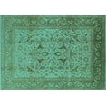 thumbnail image 1 of Ahgly Company Machine Washable Indoor Rectangle Oriental Turquoise Blue Industrial Area Rugs, 8' x 10', 1 of 4