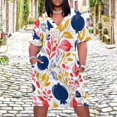 thumbnail image 2 of Floral Berry Navy Gold Pattern Loose Pocket Dress Dresses Summer Summer Dresses for Women, 2 of 9