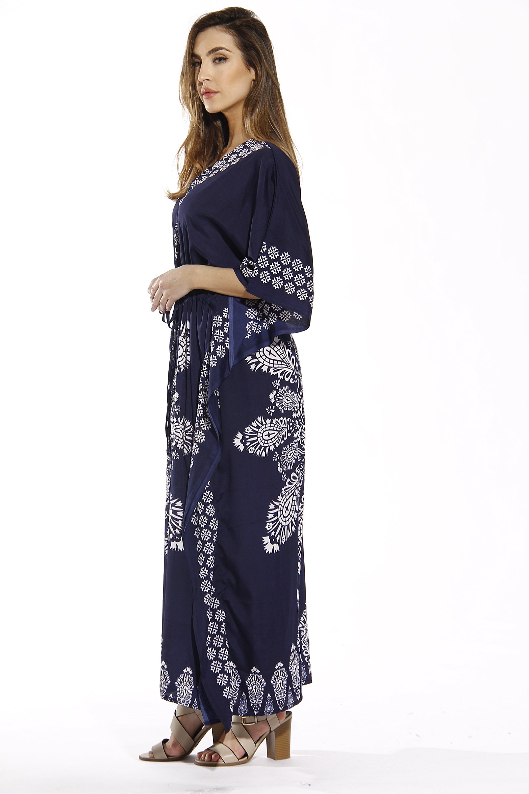 Riviera Sun Maxi Length Cinch Waist Caftan Kaftans for Women