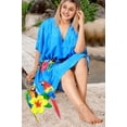 thumbnail image 4 of HAPPY BAY Women's Loungewear Oversize Caftan Mini Casual Sundress 2X-3X Tropical, Blue, 4 of 5