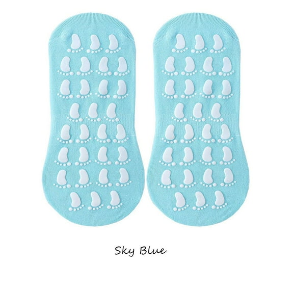 Indoor Home Unisex Solid Color Sports Yoga Point Rubber Sock Non-slip Floor Socks Trampoline Sock Thick Velvet Socks SKY BLUE