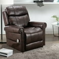 thumbnail image 1 of Leather Lift Chair with Massage, Single Chair for Reading, Sofa Chair with High Back and Armrest, Comfy Upholstered Sofa Chair for Living Room Bedroom Office, Brown, 1 of 7