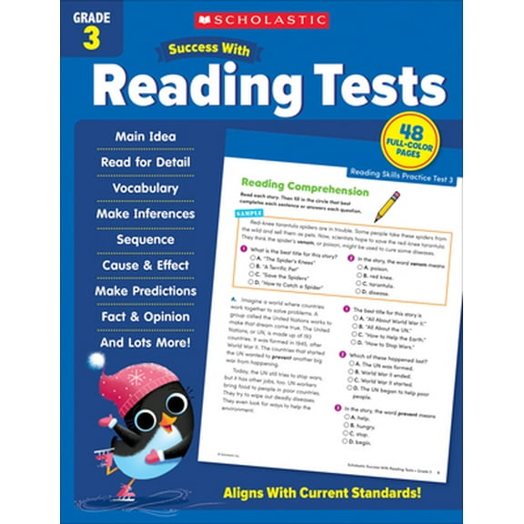 Pre-Owned Scholastic Success with Reading Tests Grade 3 Workbook (Paperback) 1338798642 9781338798647