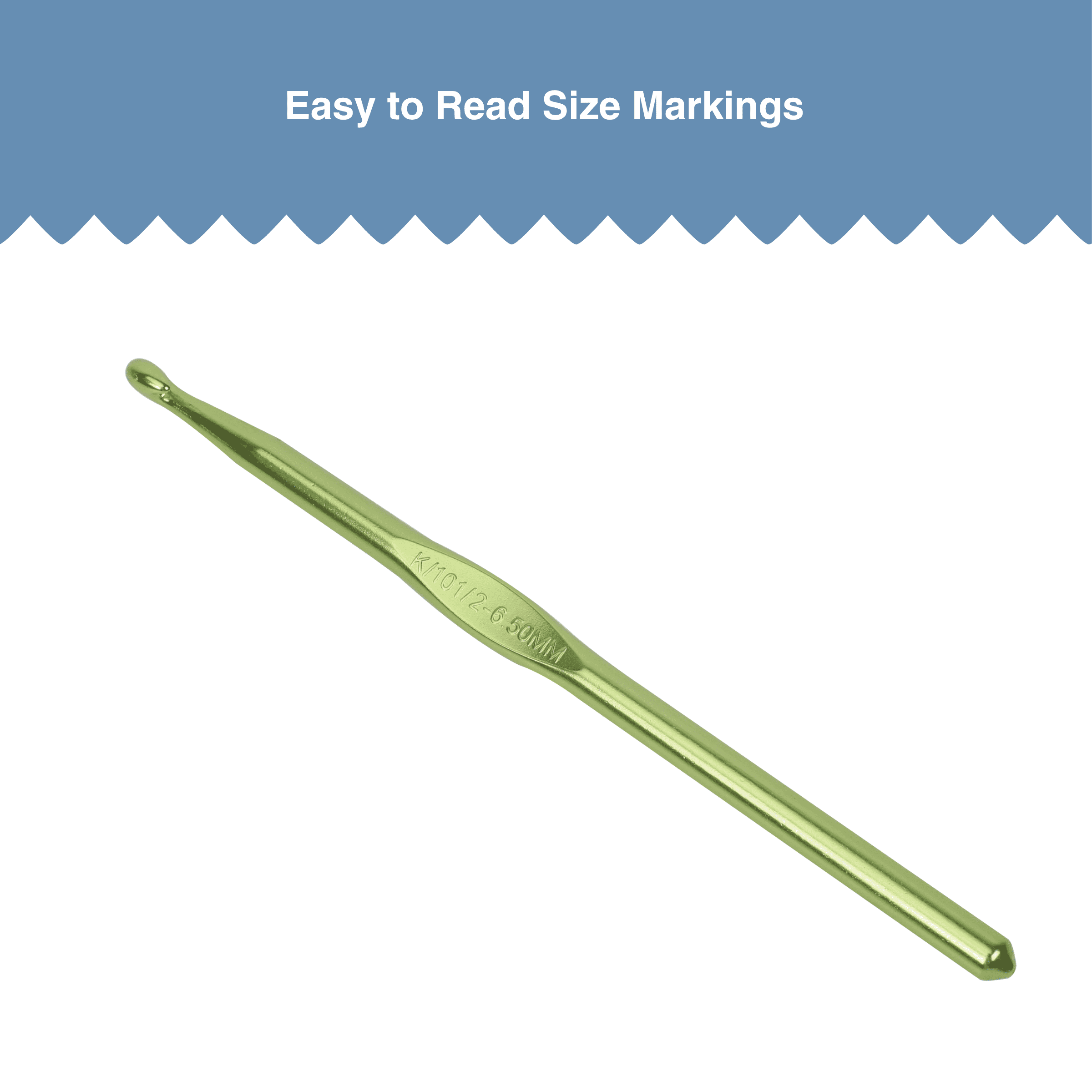 Hello Hobby Aluminum Crochet Hook, Size K, 6.5 mm