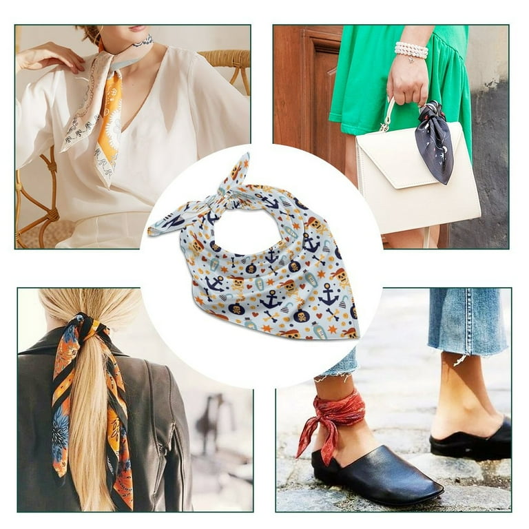 Head Scarf for Women's Hair, Pirate Skull And Anchor Silk Like