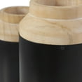 thumbnail image 5 of DecMode 12", 10"H Colorblock Black Wood Vase with Light Brown Wood Tops, Set of 2, 5 of 9