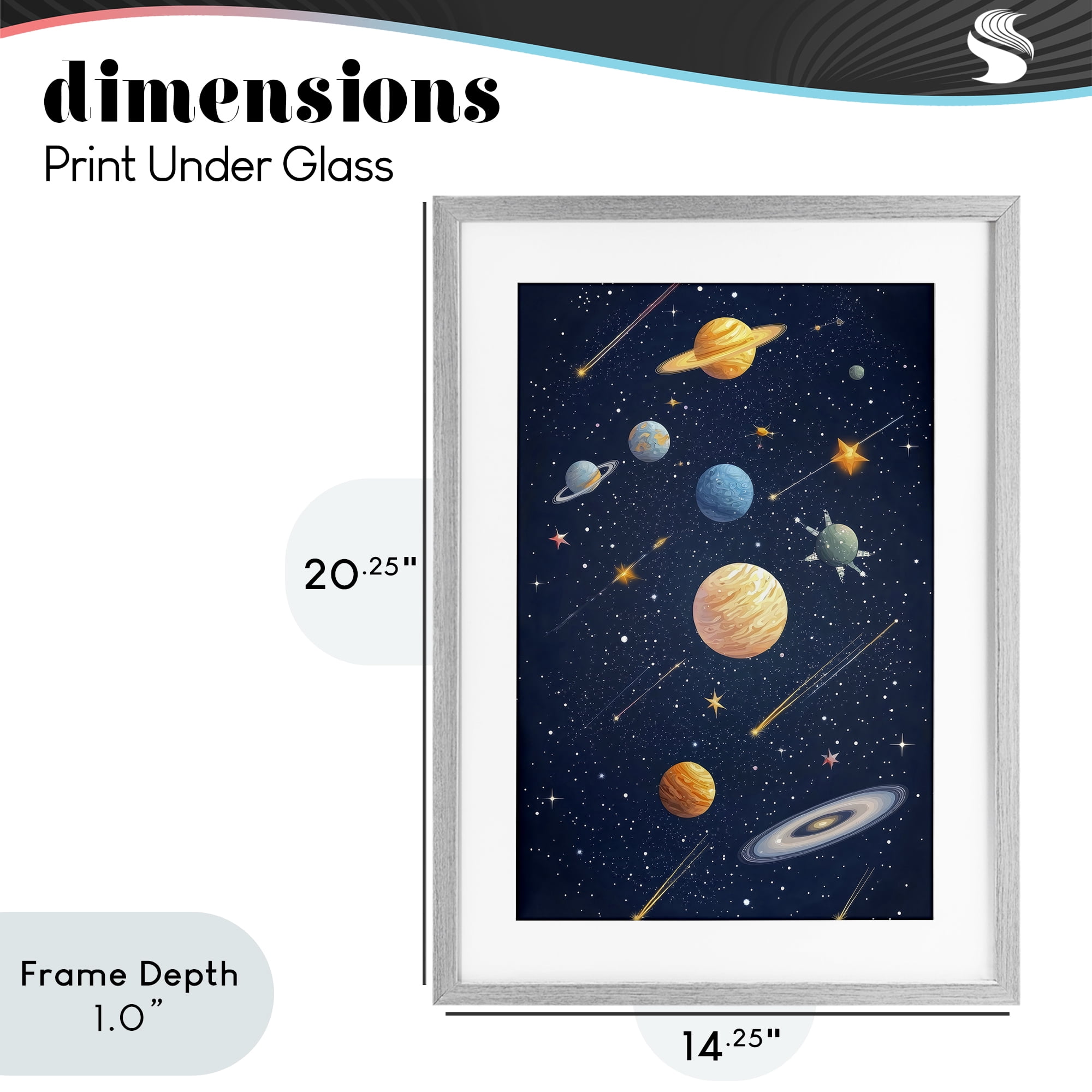 Stupell Industries The Galaxy Composition Gray Framed Print Under Glass, design by Creative Studio