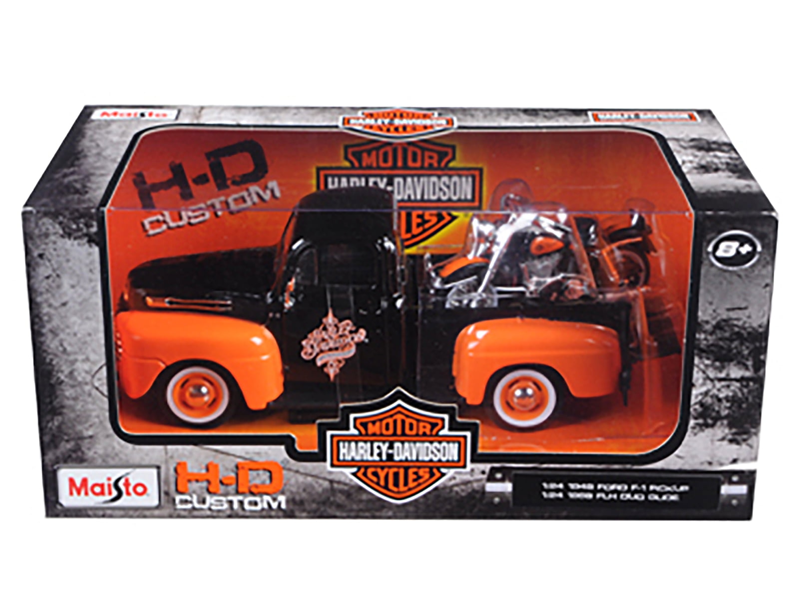 Maisto - Harley-Davidson Custom, 1948 Ford F-1 Pickup + 1:24 1942 WLA Flathead, 1:24 - Voitures
