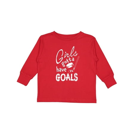 

Inktastic Girls Gotta Have Goals- Hockey Player Gift Toddler Toddler Girl Long Sleeve T-Shirt