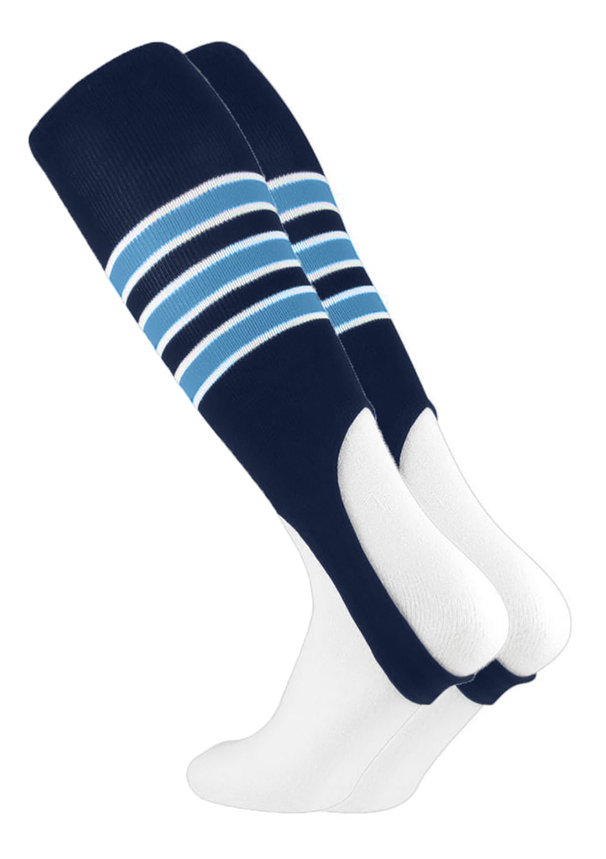 Baseball Stirrups Socks Red Neon Navy Columbia Blue Stripes with Sanitary Sock 