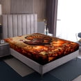 thumbnail image 3 of Erosebridal Rustic Turkey Fitted Sheet Full, Fall Maple Leaf Bedding Set Full Size, Pumpkin Decor 3 Pieces（No Top Sheet）, 3 of 6
