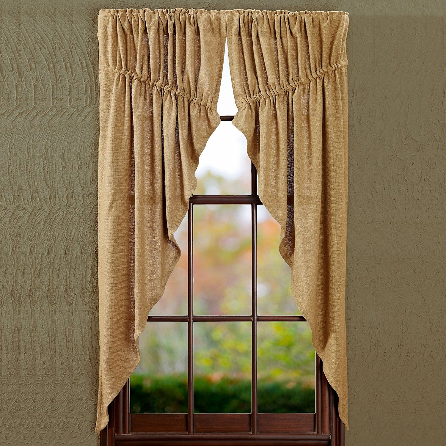 Burlap Natural Prairie Curtain Window Treatments Set Of 2