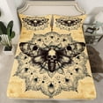 thumbnail image 2 of Moth Queen Size Sheet Set, Halloween Decor Bed Sheets Teens Adult, Sugar Skull Gothic Sheets Bohemian Mandala Flower Bedding Set Skeleton Bones Bedroom, Green Beige, 2 of 6