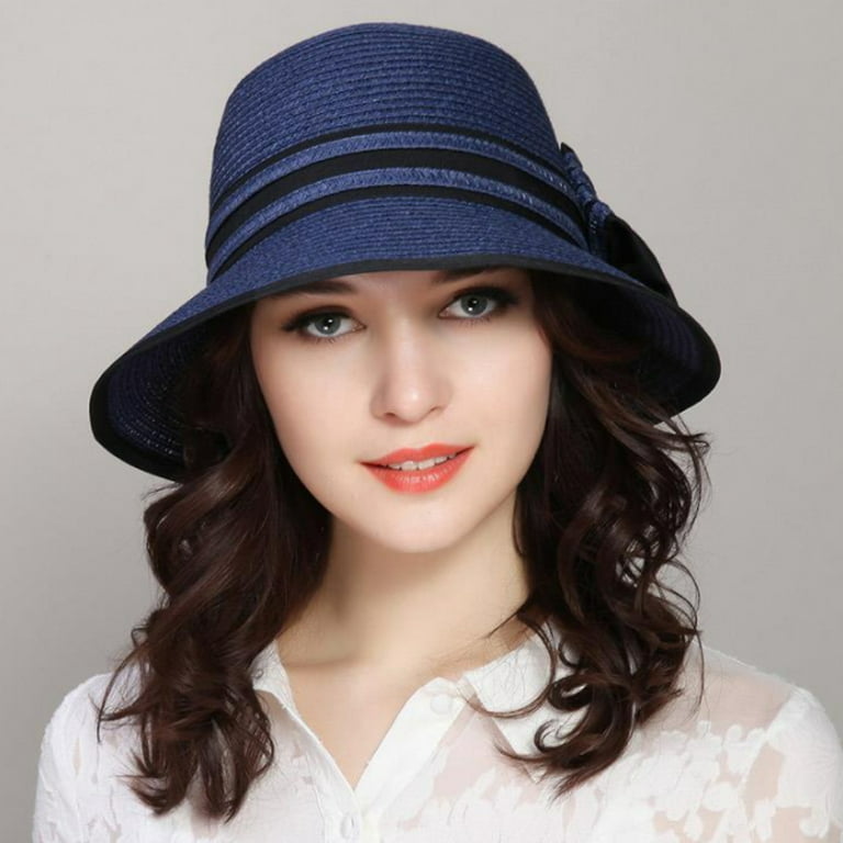 Summer Wide-brim Beach Hats - Ladies Crepe Sun Hat Women Fashion Headwear  1pc Se