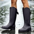 thumbnail image 5 of FRSASU Women's Knee‑High Waterproof Rain Boots Tassel Decor Matte Tall Boots Non‑Slip Sole for Rainy Days & Daily Wear Black, 5 of 8