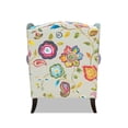 thumbnail image 5 of Anya Boho Chic Wingback Accent Arm Chair, Floral & Leopard, Satin Teal & Purple, 5 of 11