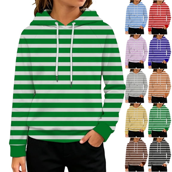 Girls Hoodies Oversized Loose Fit Hooded Sweatshirt Fall Y2k Girls Fashion Kids Cute Pullover Tops Green 13-14 Years