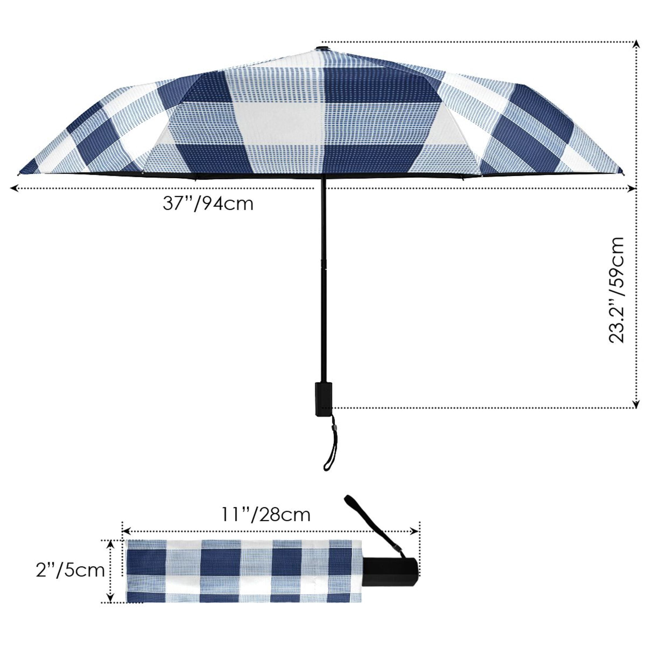 ALAZA Checkered Grid-a3 UPF 50+ Compact Folding Umbrella for Rain Travel Umbrella Packable