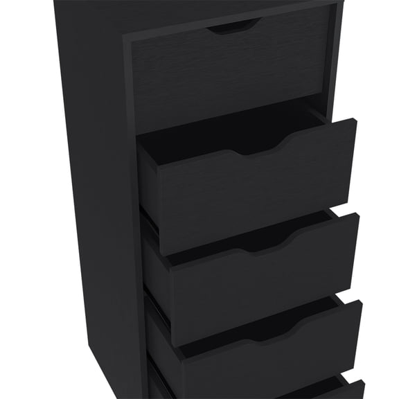 Newboti Furniture Dresser Kamran, Five Drawers Narrow, Black Wengue Finish 40792