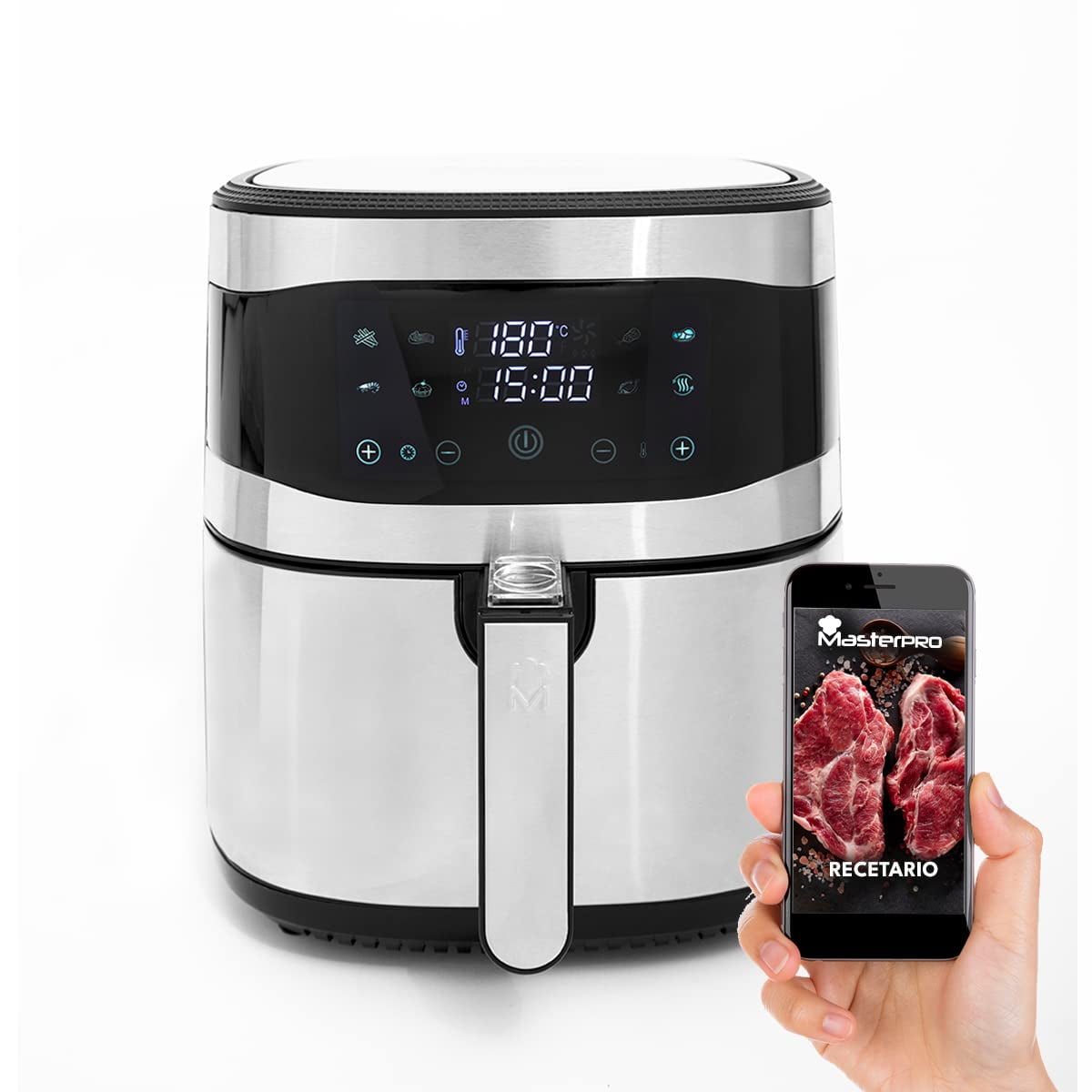 MasterPro Foodies Elektrogrill - 2200W Antihaft Edelstahl 3in1