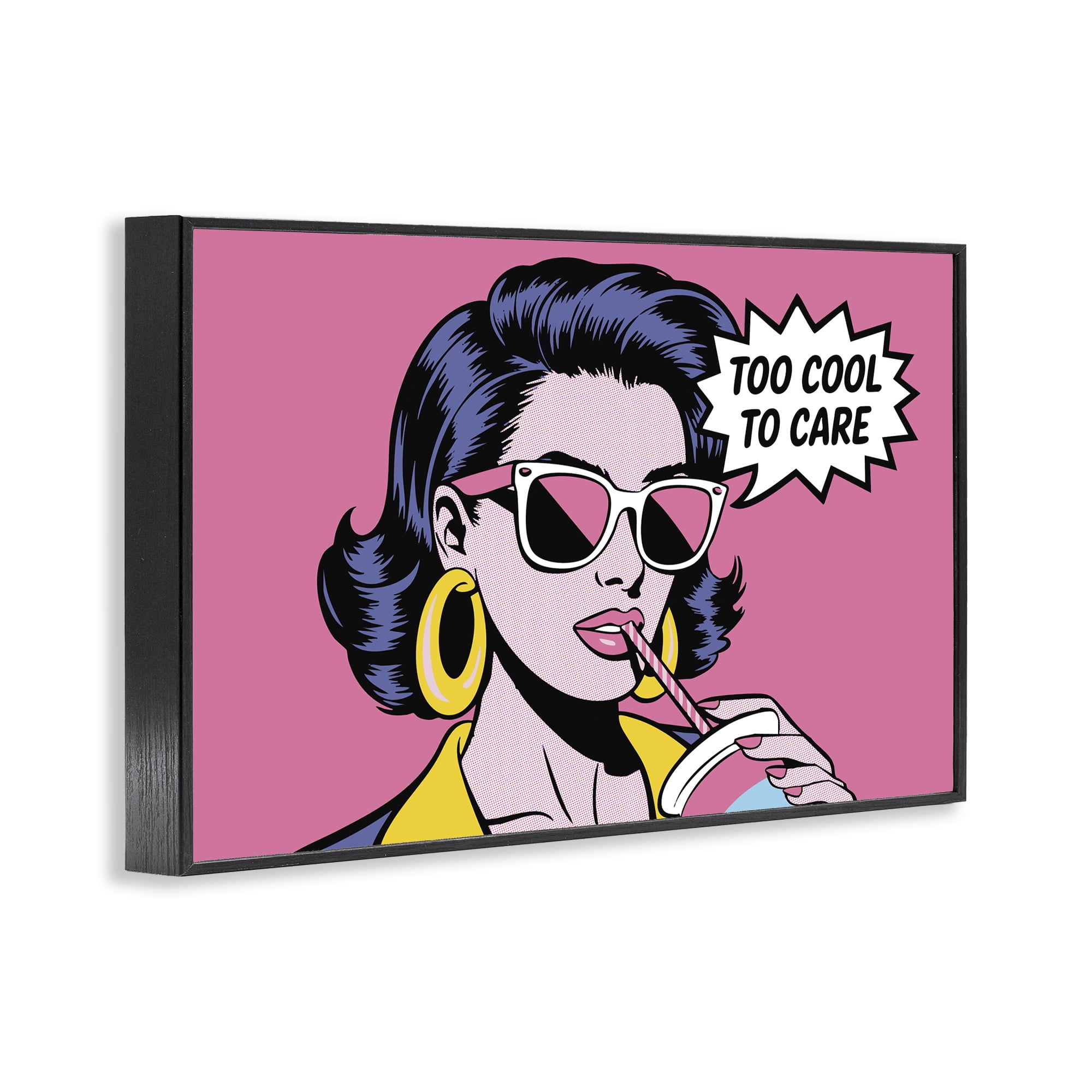 Stupell Industries Too Cool To Care Iconic Black Framed Giclee Art, design by Andreas Magnusson
