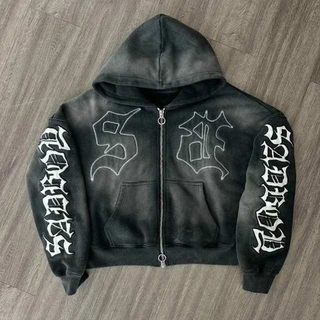 Sudadera con capucha informal y versátil de estilo europeo y americano para mujer, estilo hip-hop callejero Y2k, estilo retro rock, de gran tamaño, para hombre