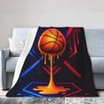 thumbnail image 3 of Neon Basketball Art Throw Blanket, Abstract Sports Energy Illustration Design, Soft Lightweight Blanket for Couch Sofa Bed Home Decor 50x40, 3 of 6