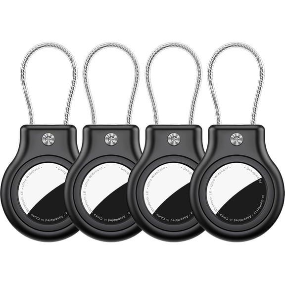 Waterproof Airtag Holder,4 Pack Airtag Keychain with Secure Lock,Airtags Case for Apple Airtag,Anti-Lost Protective Case Air tag Accessories for GPS Item Finder Tracker Luggage, Bag,Key,Pet,Black