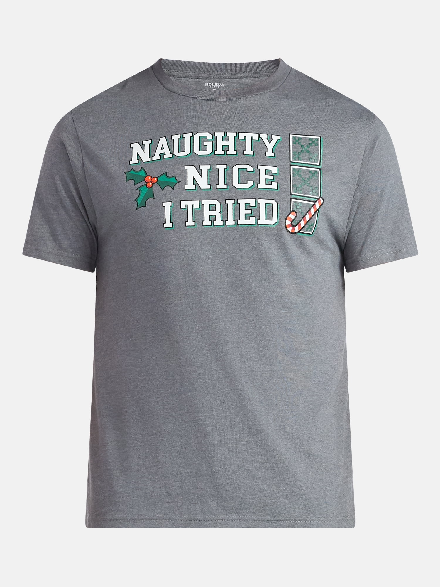 Christmas Men's and Big Men's Naughty Nice Graphic Tee from Holiday Time, Sizes XS-3XL
