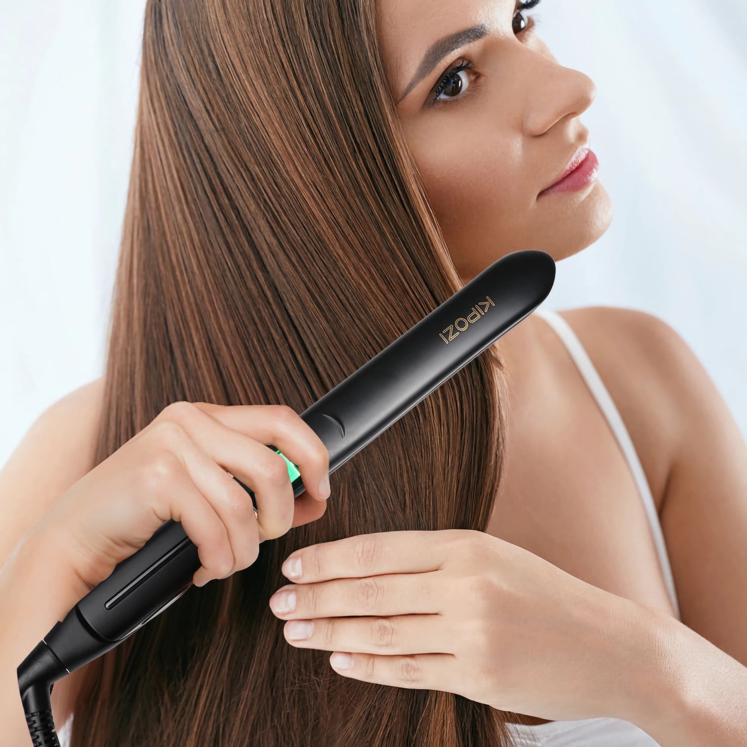 Nano Negative Ion Flat Iron, Anti-Static Hair Straightener with 1 inch Floating Titanium Plates, Black