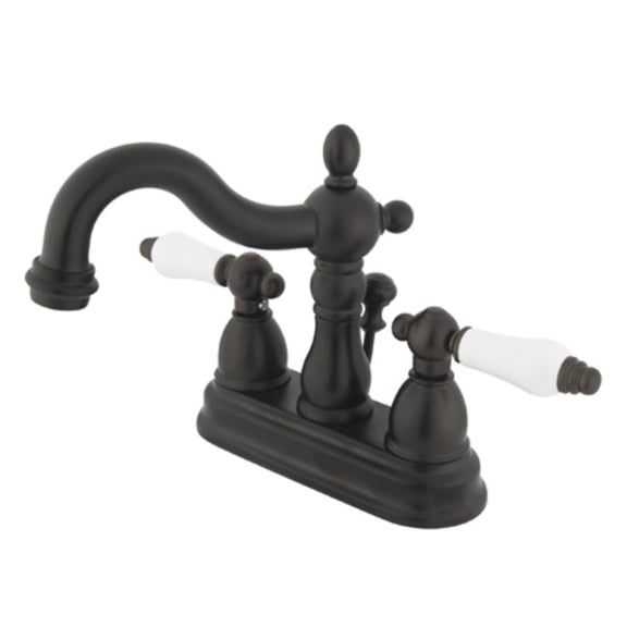Heritage Centerset Bathroom Faucet with Double Porcelain Lever Handles, Oil Rubbed Bronze
