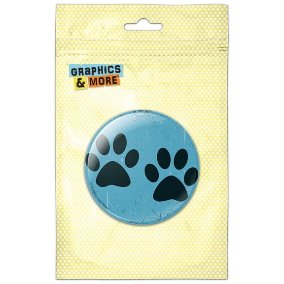 Paw Prints Artsy Blue Pinback Button Pin Badge