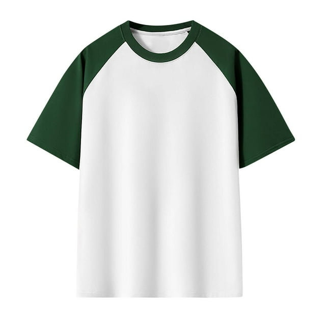 Mareep T-Shirt for Men's S-3XL Men's Color Block Casual Raglan Short Sleeved Concise Round Neck Shirts Summer Clothing Clearance
