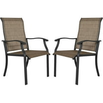 NALYL Patio Dining Chairs Set of 2, Indoor/Outdoor Textilene Dining Chairs with High Back, Patio Furniture Chairs with Armrest, Iron Frame and Textilene Chairs,Black&Brown
