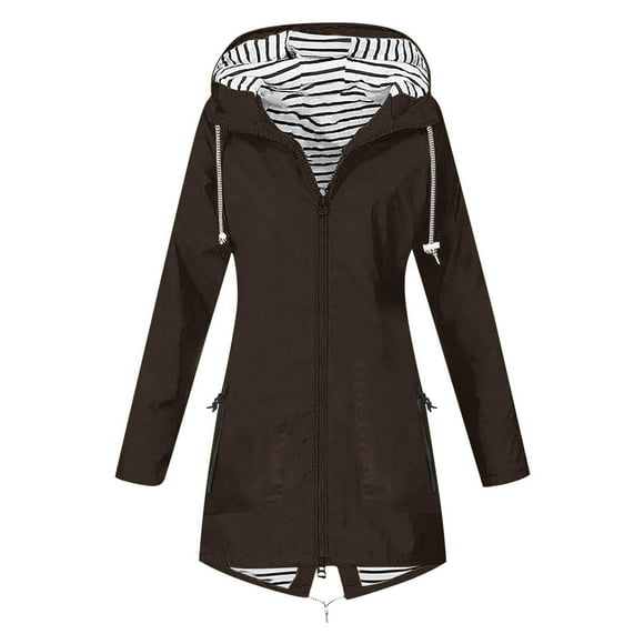 WRKEKC Veste Imperméable Légère pour Femmes avec Capuche Coupe-Vent Manteau d'Extérieur avec Poches Couleur Unie