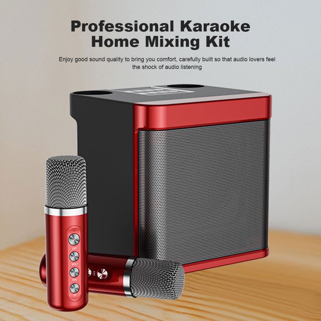 100W YS-203 Altavoz inalámbrico de micrófono dual de karaoke portátil (rojo)