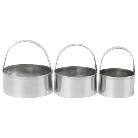 

3Pcs Classic Stainless Steel Round Biscuit Cutter Circle Cookie Cutters Pastry Dough Cutter with Handle (Plain Edge)