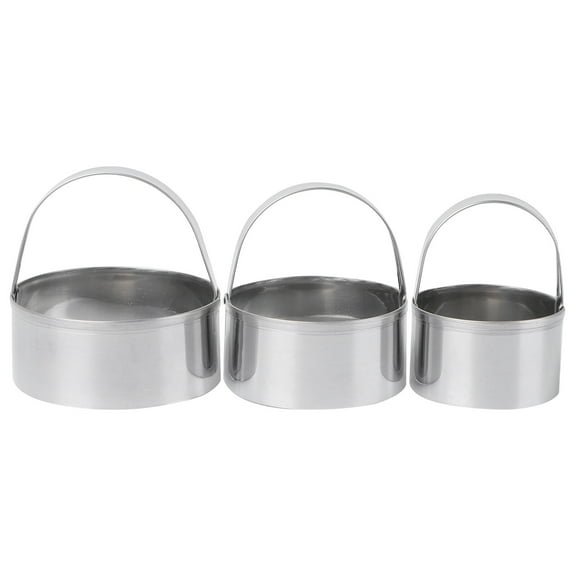 3Pcs Classic Stainless Steel Round Biscuit Cutter Circle Cookie Cutters Pastry Dough Cutter with Handle (Plain Edge)
